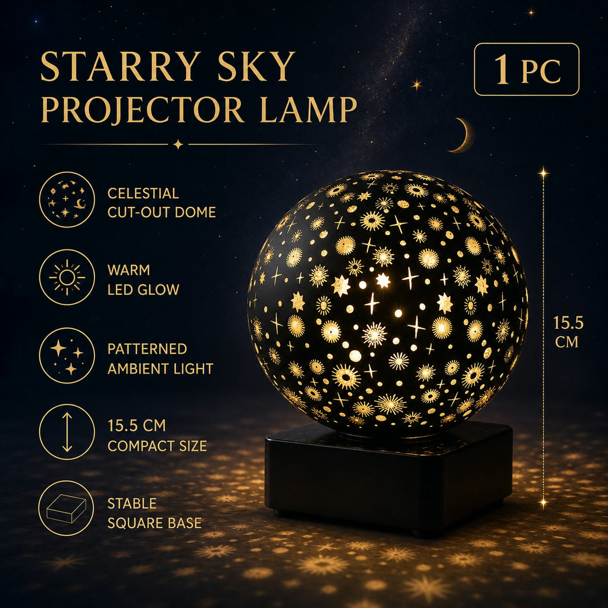 Close-up of star projector night lamp.