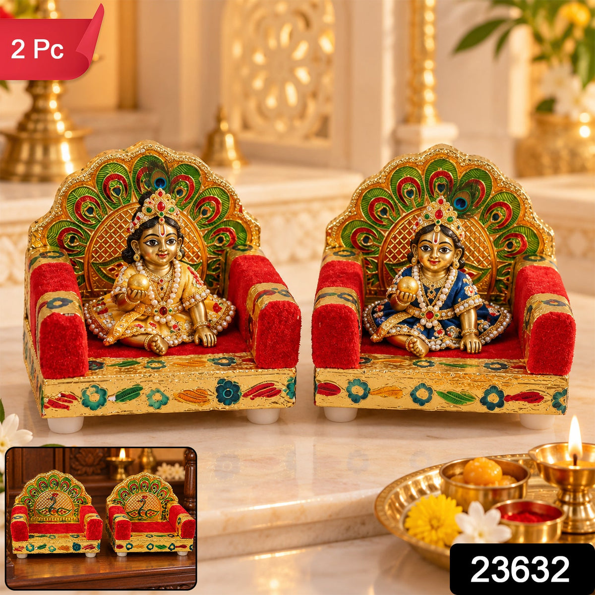 Peacock Handwork Throne Set