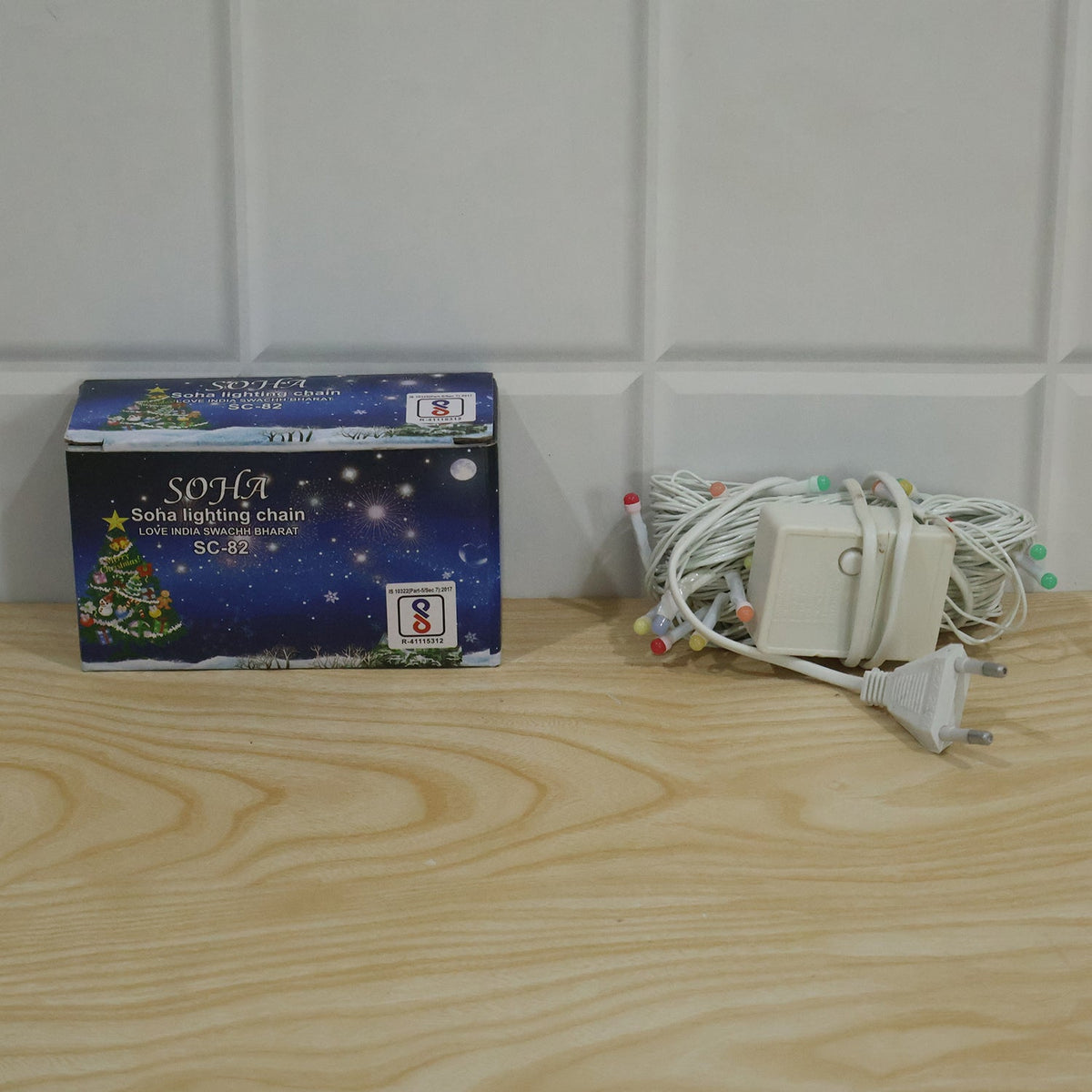 Multicolor LED string lights in active use, showing illumination