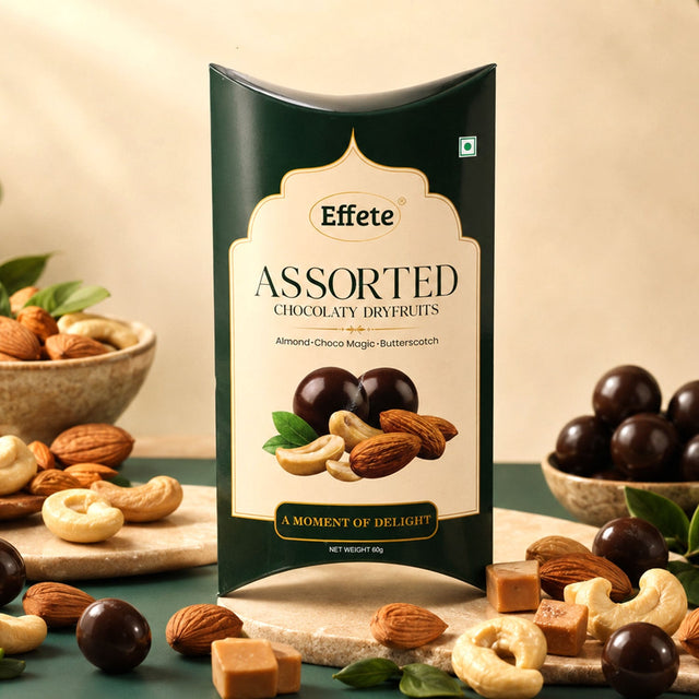 Assorted Chocolaty Dryfruits – Almond, Choco Magic & Butterscotch 60g
